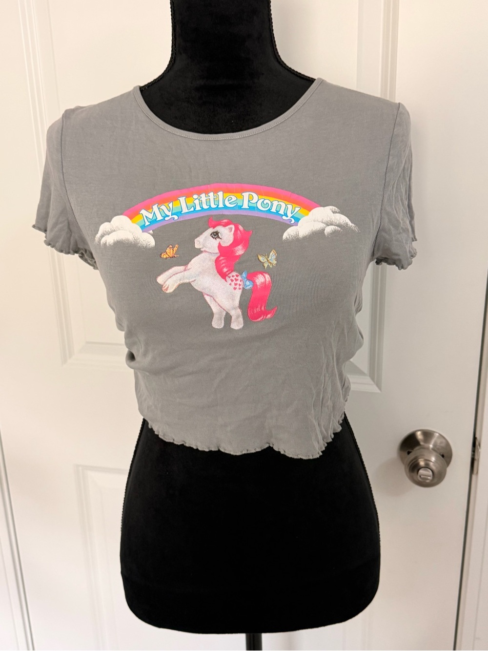 My Little Pony Graphic Crop Top Baby Tee Gray